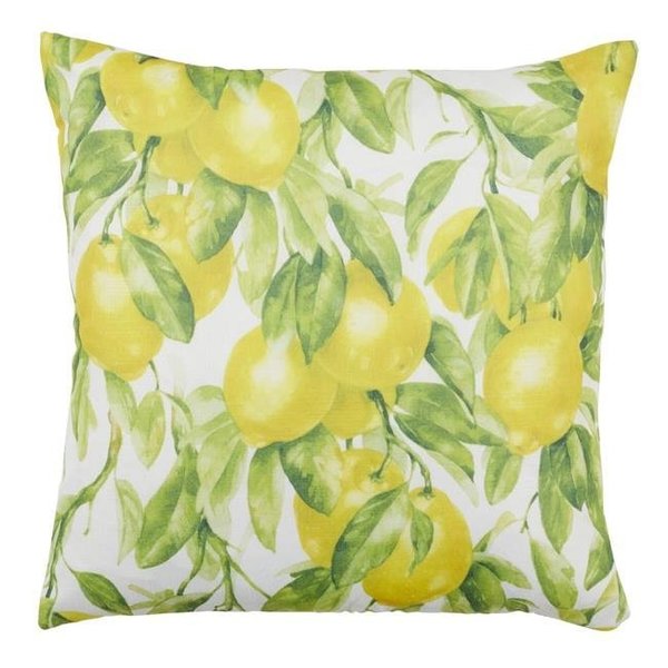 Saro Lifestyle SARO 1528.M18SP 18 in. Citrea Collection Lemon Print Throw Pillow with Poly Filling  Multi Color 1528.M18SP